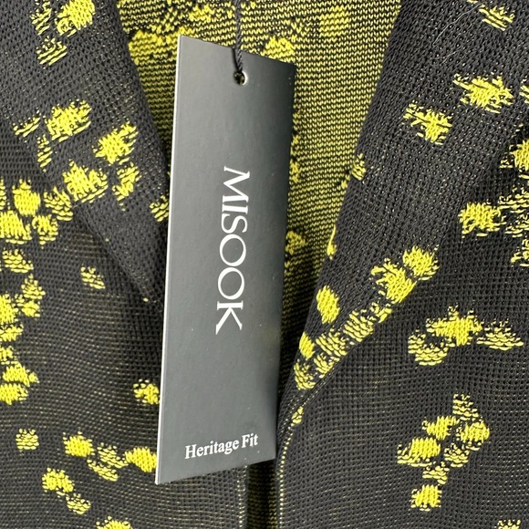 Misook Cardigan Sweater Womens Large Black Yellow Knit Open Front‎ Wrinkle Free - Picture 8 of 12